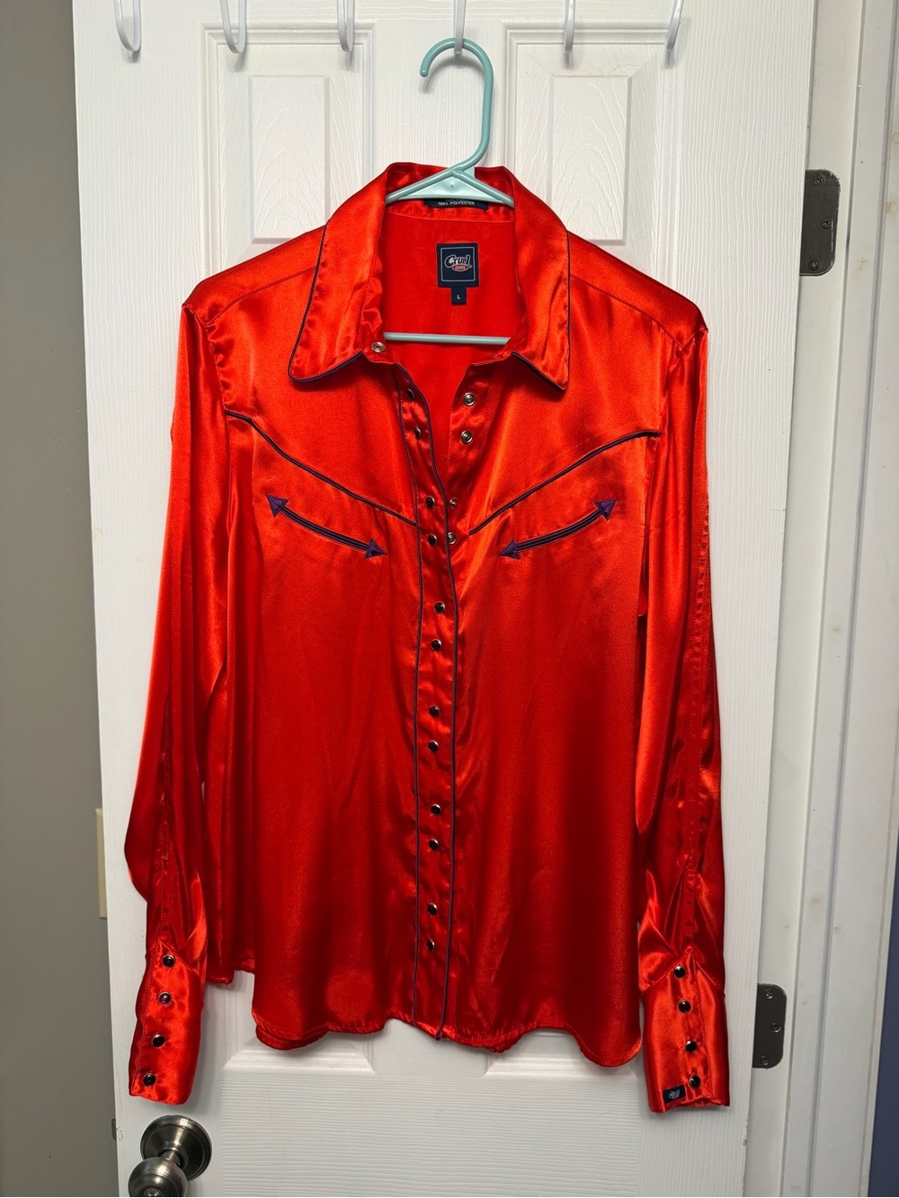 Cruel Girl Red Satin Western Snap-Front Shirt